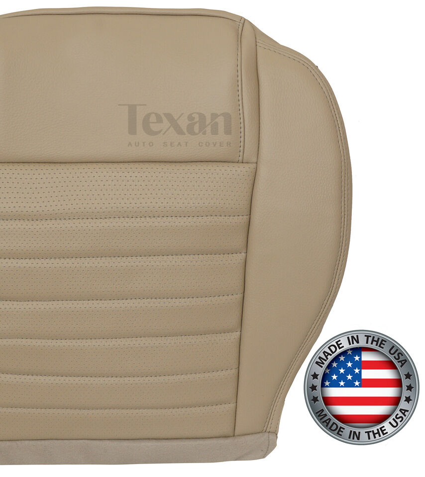 2005 to 2009 Ford Mustang GT V8 Passenger Side Bottom Perforated Synthetic Leather Replacement Seat Cover Tan