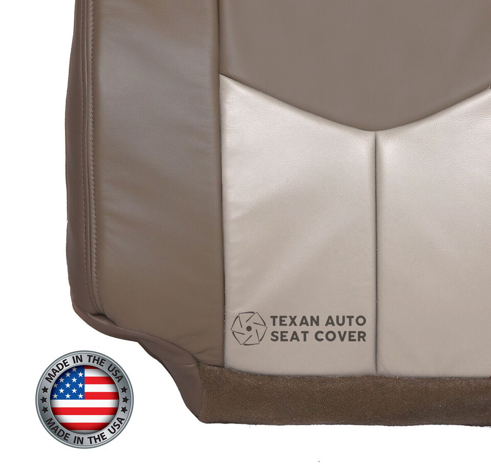 Fits 2003, 2004, 2005, 2006 GMC Yukon, Yukon XL Denali Driver Side Bottom Leather Replacement Seat Cover 2 Tone "Tan"