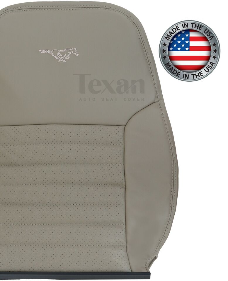 1999  to 2004 Ford Mustang V8 GT Driver Side Lean Back Perforated Leather Replacement Seat Cover Tan