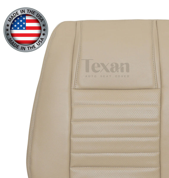 2005 to 2009 Ford Mustang GT V8 Driver Side Lean Back Perforated Leather Replacement Seat Cover Tan