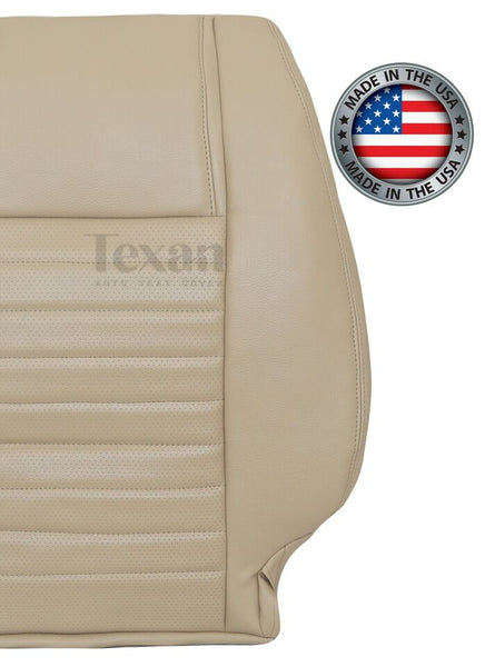 2005 to 2009 Ford Mustang GT V8 Driver Side Lean Back Perforated Leather Replacement Seat Cover Tan