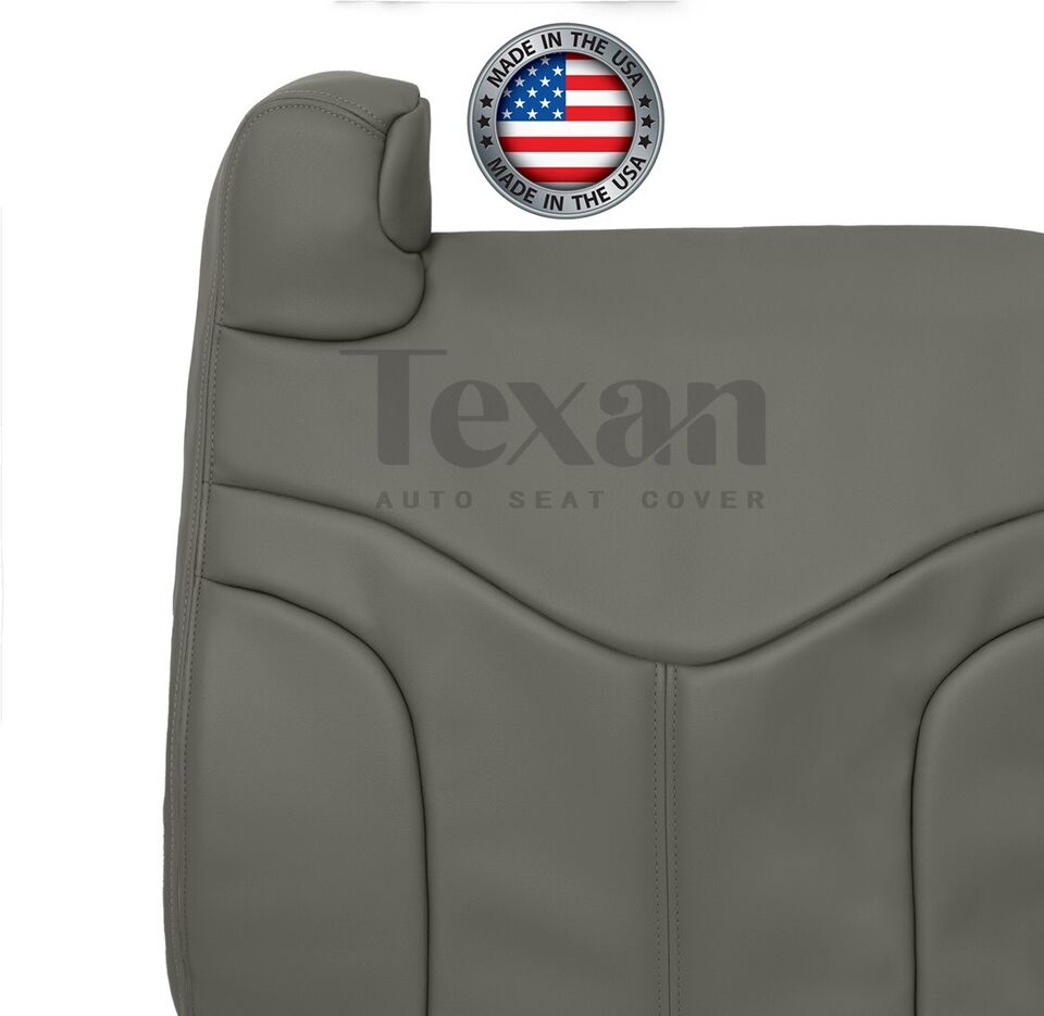 Fits 2000, 2001. 2002 GMC Yukon XL, SLT, SLE Driver Side Lean Back Leather Seat Replacement Cover Gray