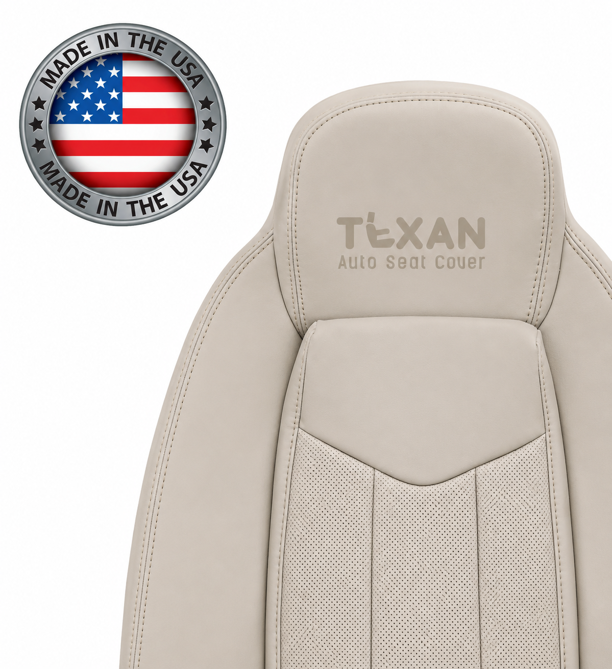 Fits 2004-2009 Cadillac XLR Convertible Passenger Backrest PERFORATED Leather Replacement Seat Cover Shale