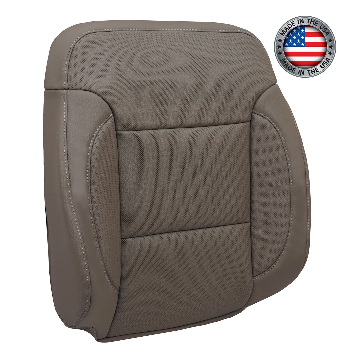 Fits 2014, 2015, 2016, 2017, 2018 GMC Yukon, Yukon XL Driver Side Lean Back Perforated Synthetic Leather  Replacement Seat Cover Tan