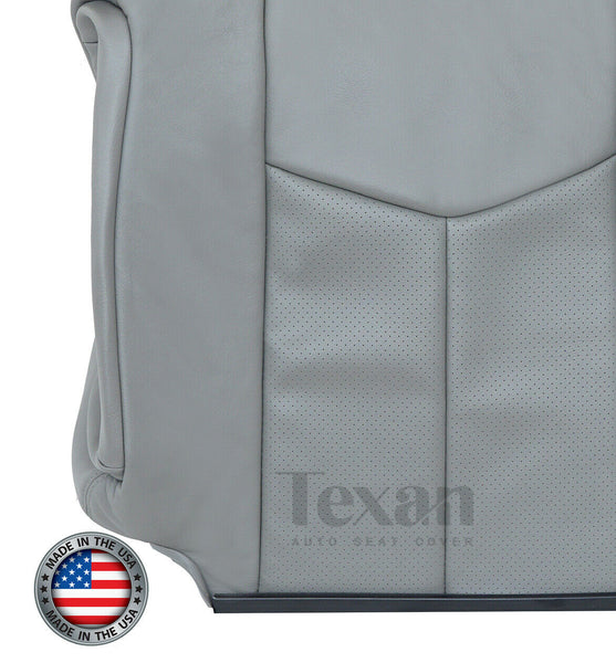 2003, 2004, 2005, 2006 Cadillac Escalade ESV, EXT, 2WD 4X4 AWD Passenger Side Lean Back Perforated Synthetic Leather Replacement Seat Cover Gray