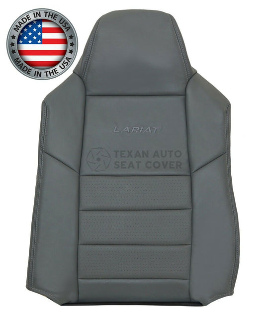 Fits 2003 to 2007 Ford F250, F350, F450, F550 Lariat, XLT Driver Side Lean Back Leather Replacement Seat Cover Gray
