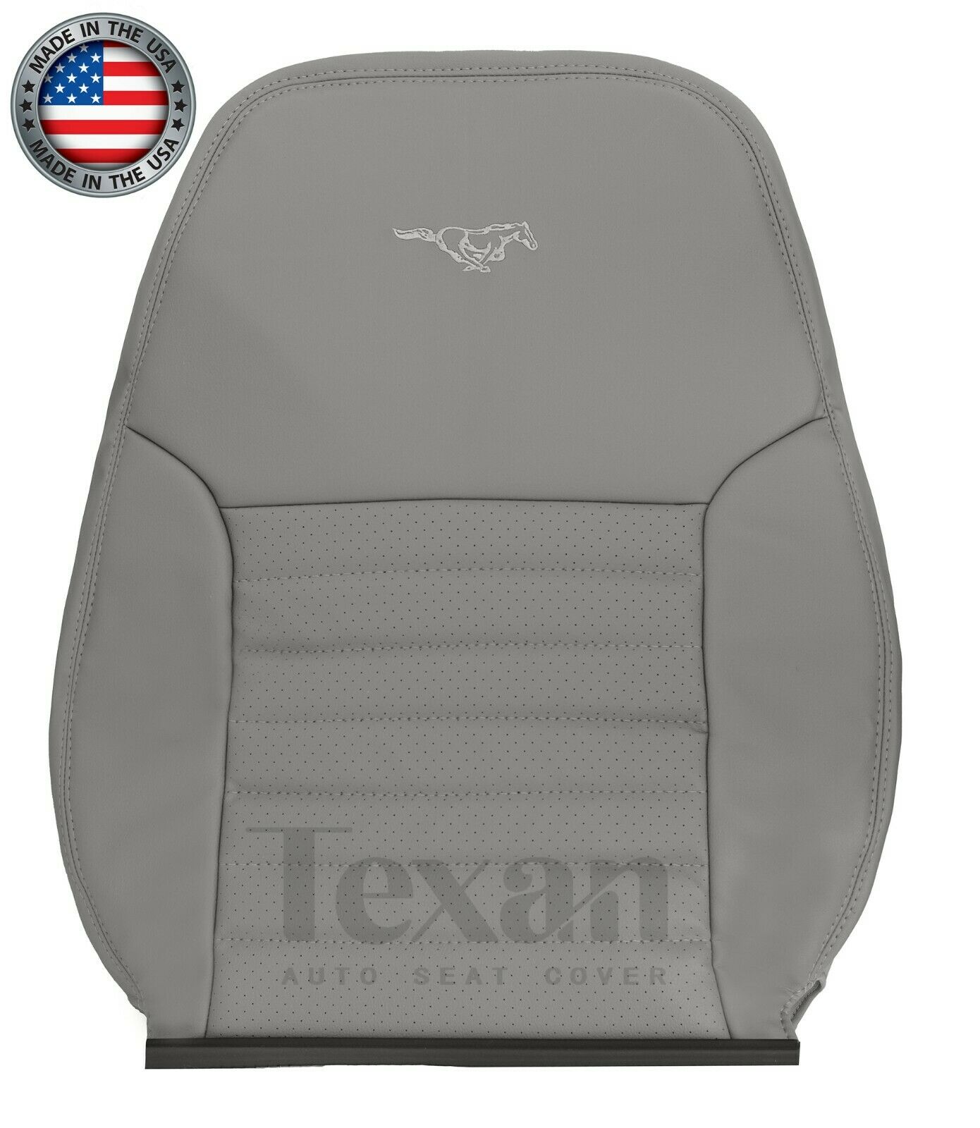 1999  to 2004 Ford Mustang GT V8 Driver Side Lean Back Perforated Leather Replacement Seat Cover Gray