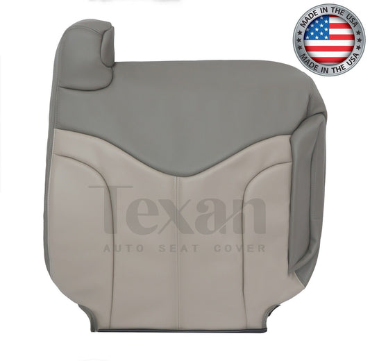 2001, 2002 GMC Sierra Denali C3 Passenger Side Lean Back Leather Replacement Seat Cover 2 Tone Gray/Shale