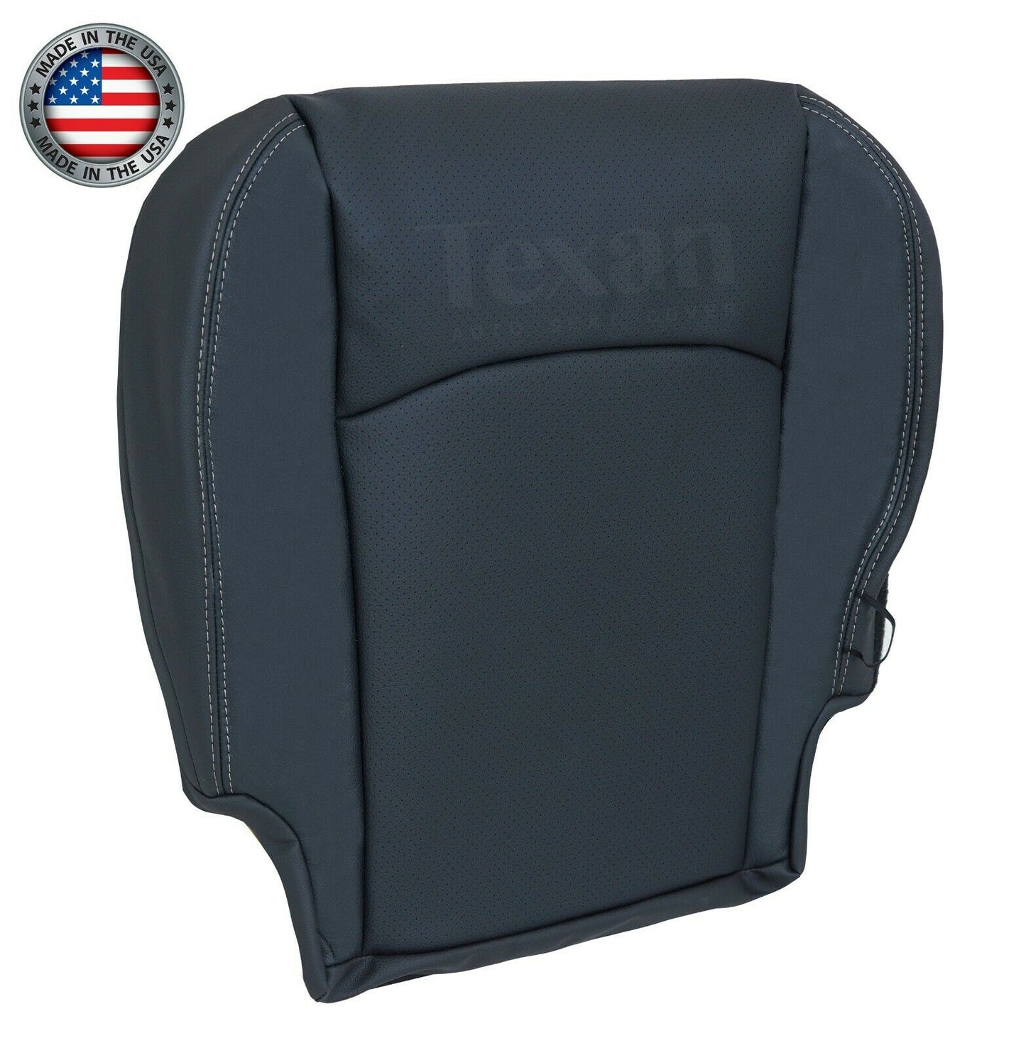 2009 to 2012 Dodge Ram Passenger Bottom Perforated Synthetic Leather Replacement Seat Cover Dark Slate/Black