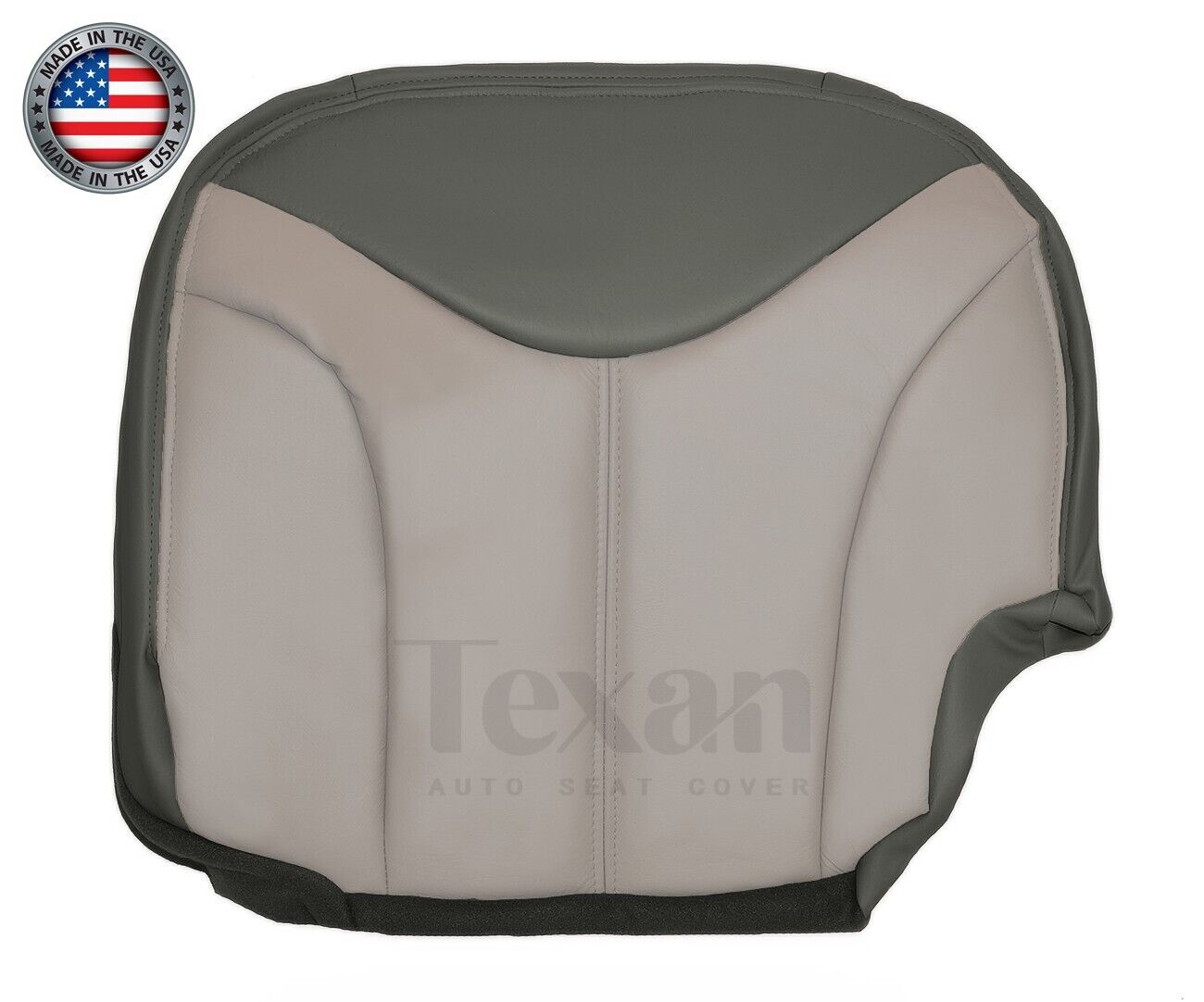 2001, 2002 GMC Sierra Denali C3 Driver Side Bottom Synthetic Leather Replacement Seat Cover 2 Tone Gray/Shale