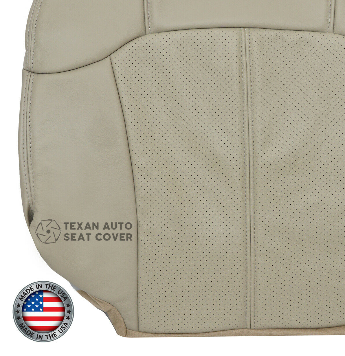 2002 Cadillac Escalade EXT Passenger Bottom Perforated Leather Replacement Seat Cover Shale