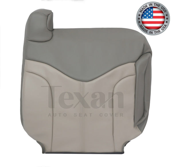 2001, 2002 GMC Sierra Denali C3 Passenger Side Lean Back Synthetic Leather Replacement Seat Cover 2 Tone Gray/Shale