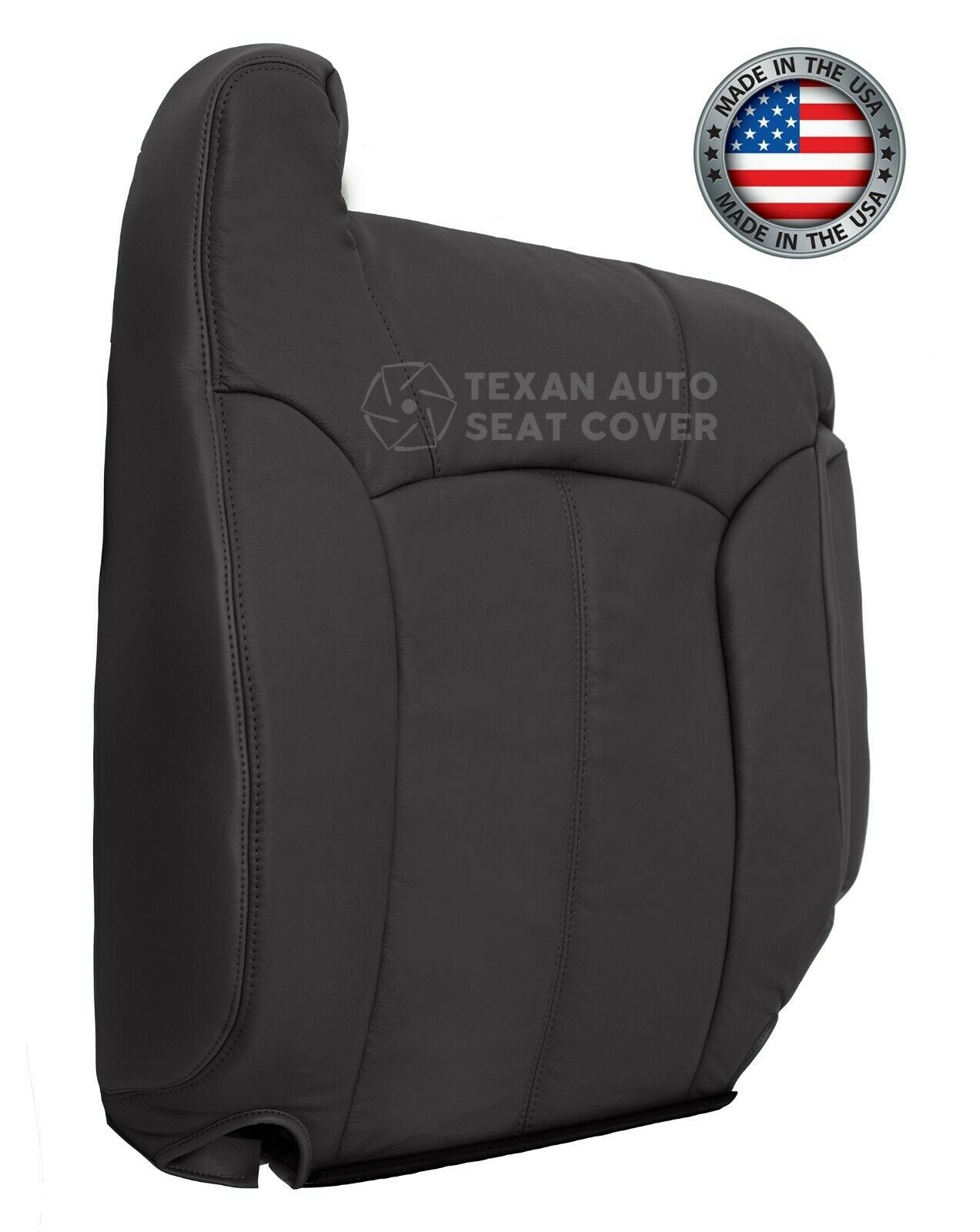 1999 to 2002 GMC Sierra Passenger Lean Back Leather Replacement Seat Cover Dark Gray