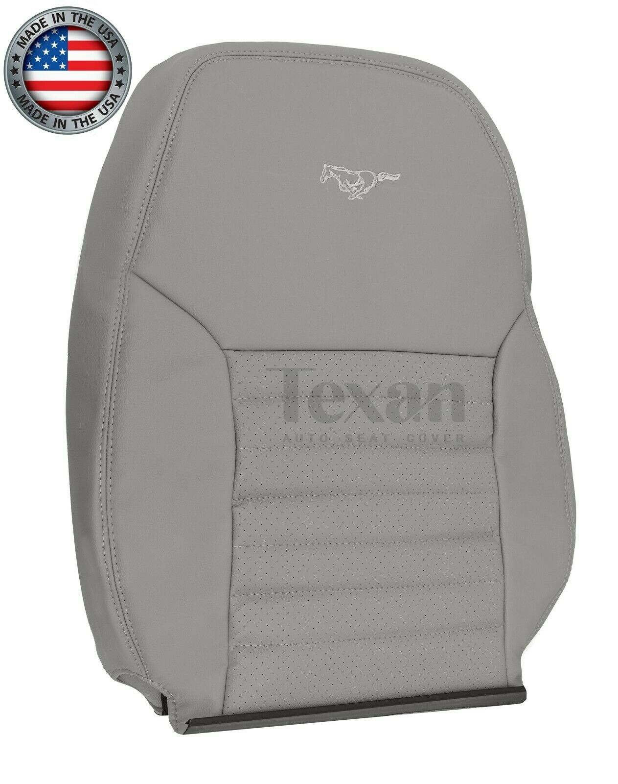 1999 to 2004 Ford Mustang GT V8 Passenger Side Lean Back Perforated Leather Replacement Seat Cover Gray