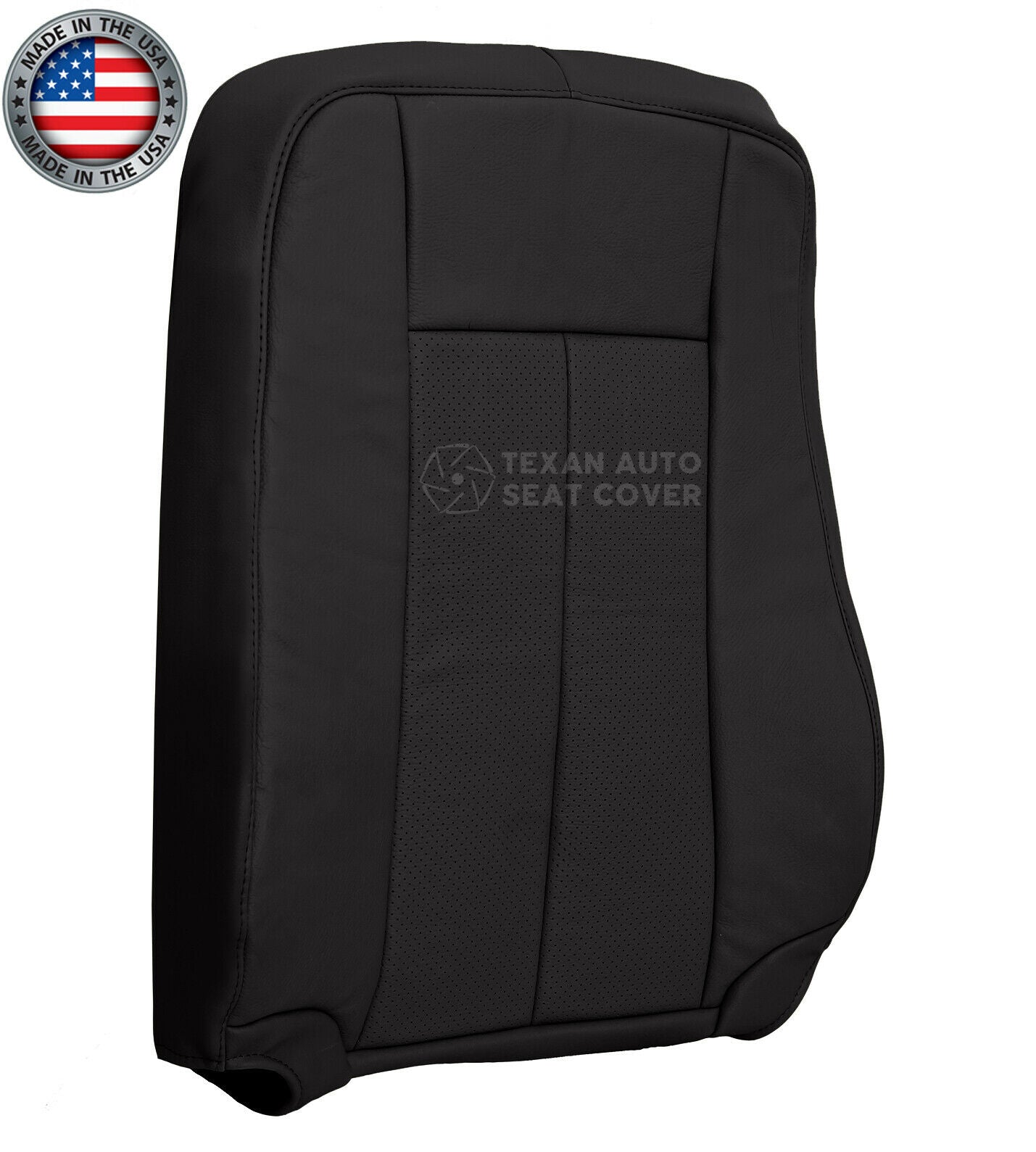 Fits 2007 to 2014 Ford Expedition Driver Side Lean Back Perforated Leather Replacement Seat Cover Black