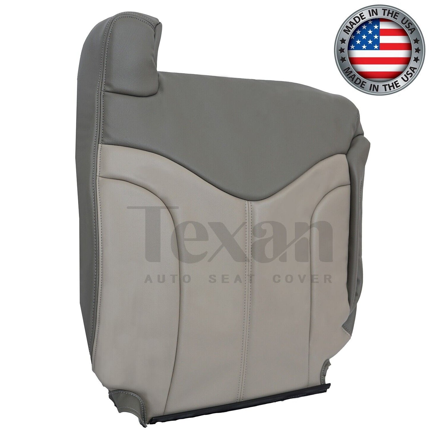 2001, 2002 GMC Sierra Denali C3 Driver Side Lean Back Leather Replacement Seat Cover 2 Tone Gray/Shale