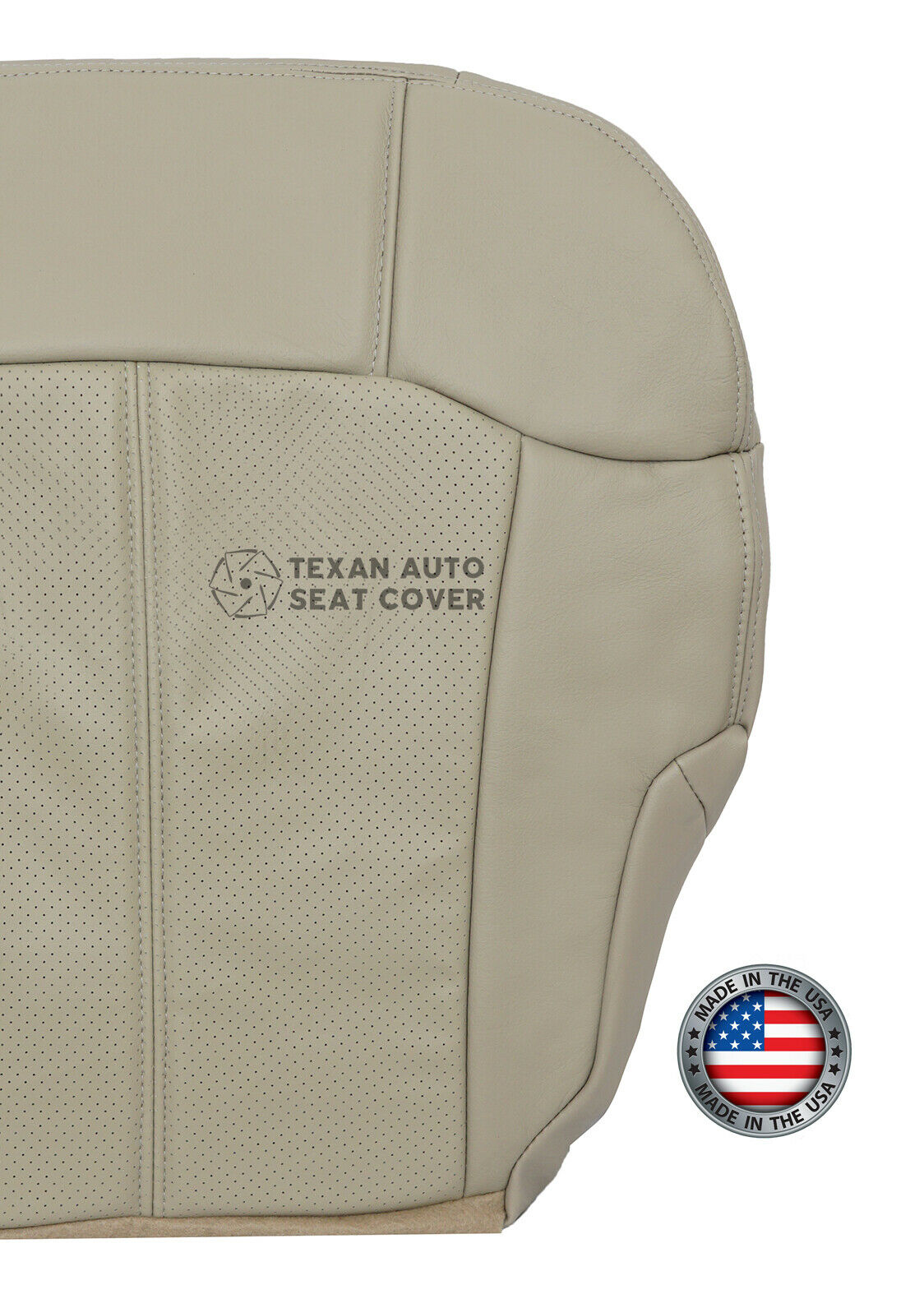 2002 Cadillac Escalade EXT Driver Bottom Perforated Leather Replacement Seat Cover Shale