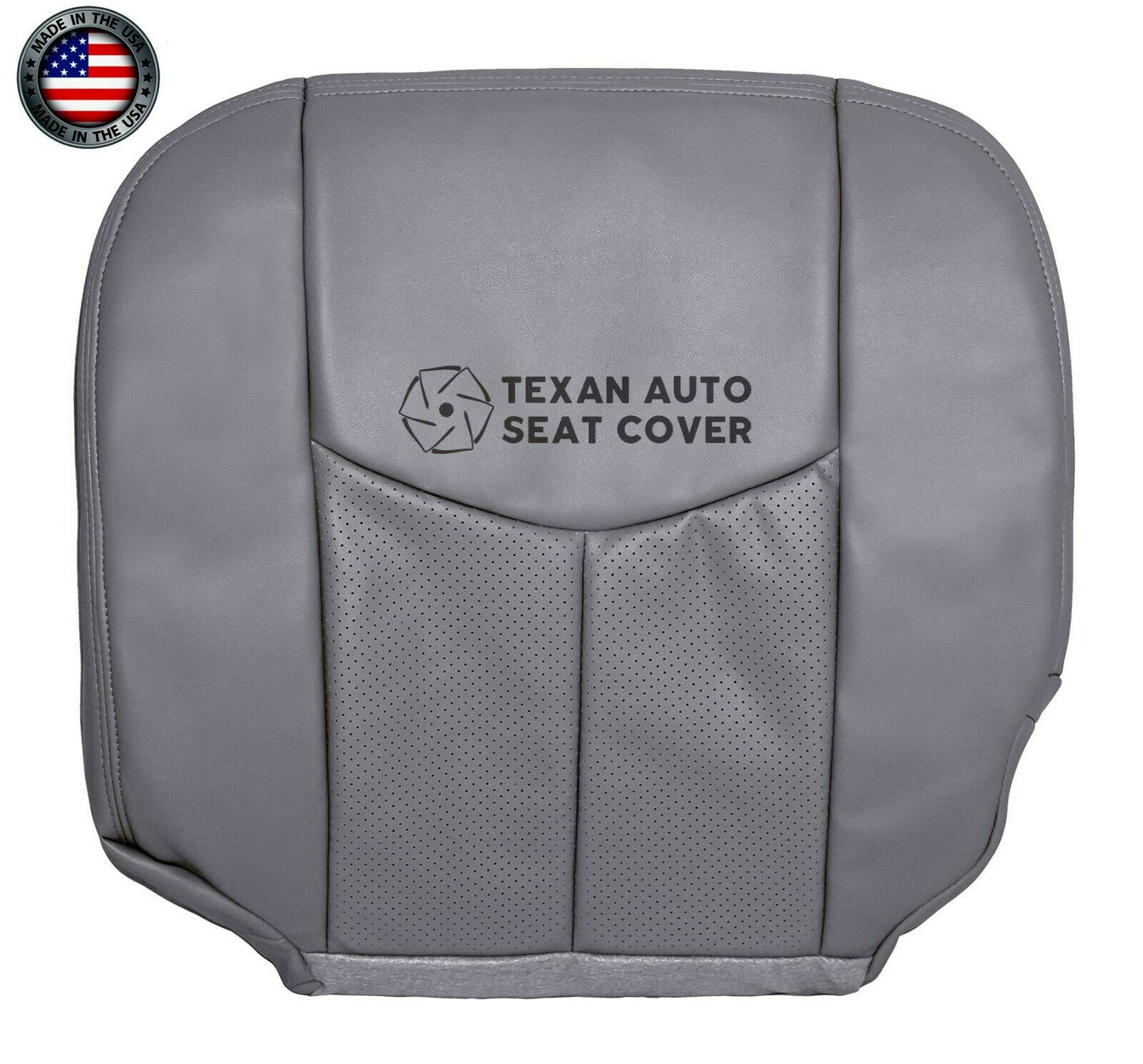 2003 to 2006 Cadillac Escalade ESV, EXT, Passenger Side Bottom Perforated Leather Replacement Seat Cover Gray