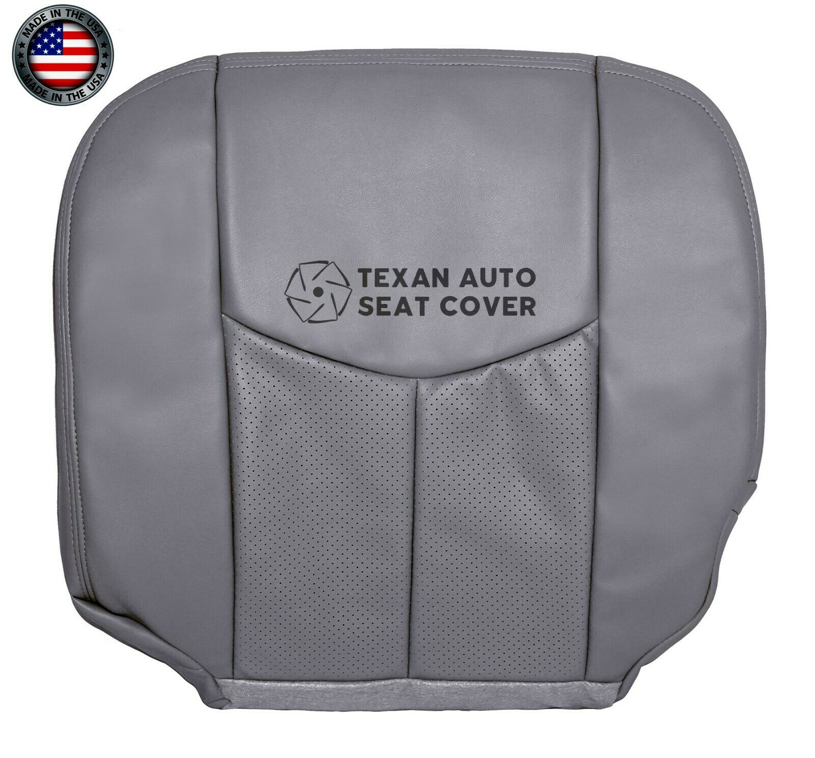 2003 to 2006 Cadillac Escalade ESV, EXT, Passenger Side Bottom Perforated Leather Replacement Seat Cover Gray