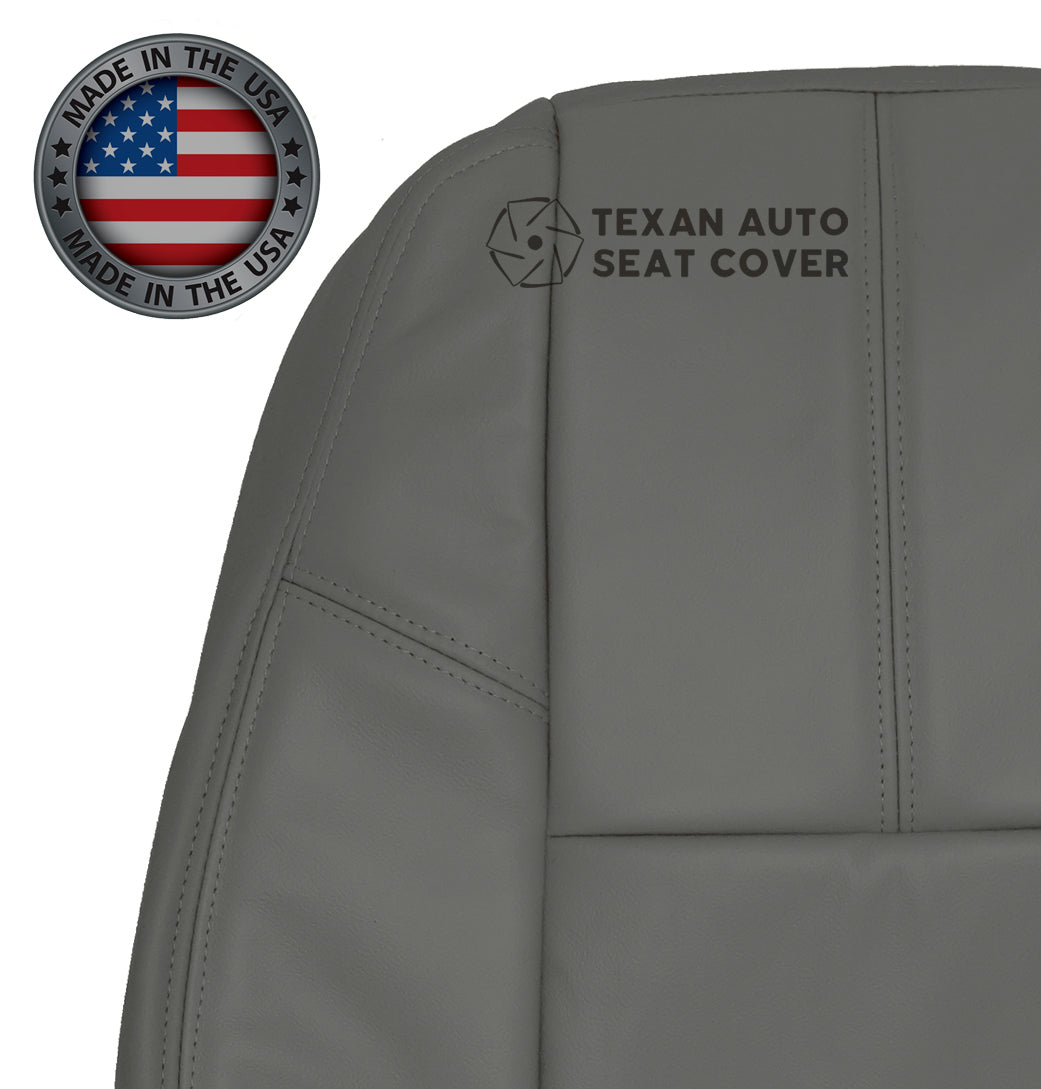 2007 to 2014 Chevy Silverado Work Truck Passenger Lean Back Synthetic Leather Replacement Seat Cover Dark Gray