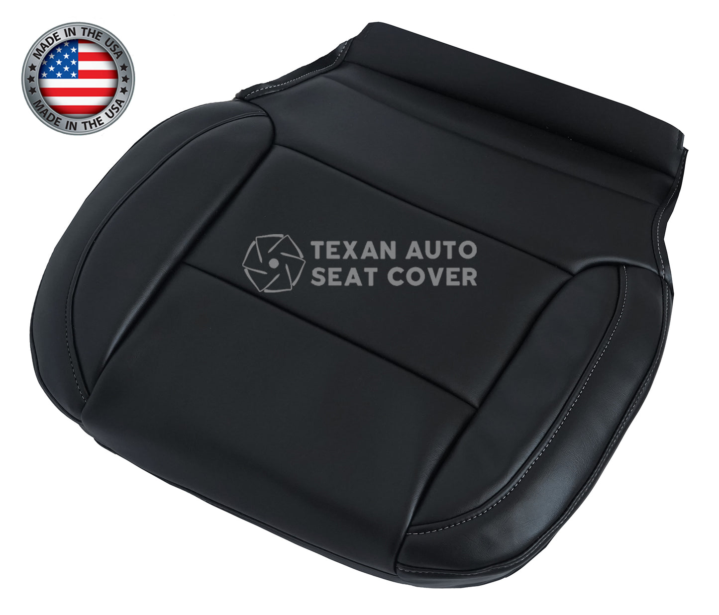 2014 to 2019 Chevy Silverado Passenger Side Bottom Synthetic Leather Seat Cover Black