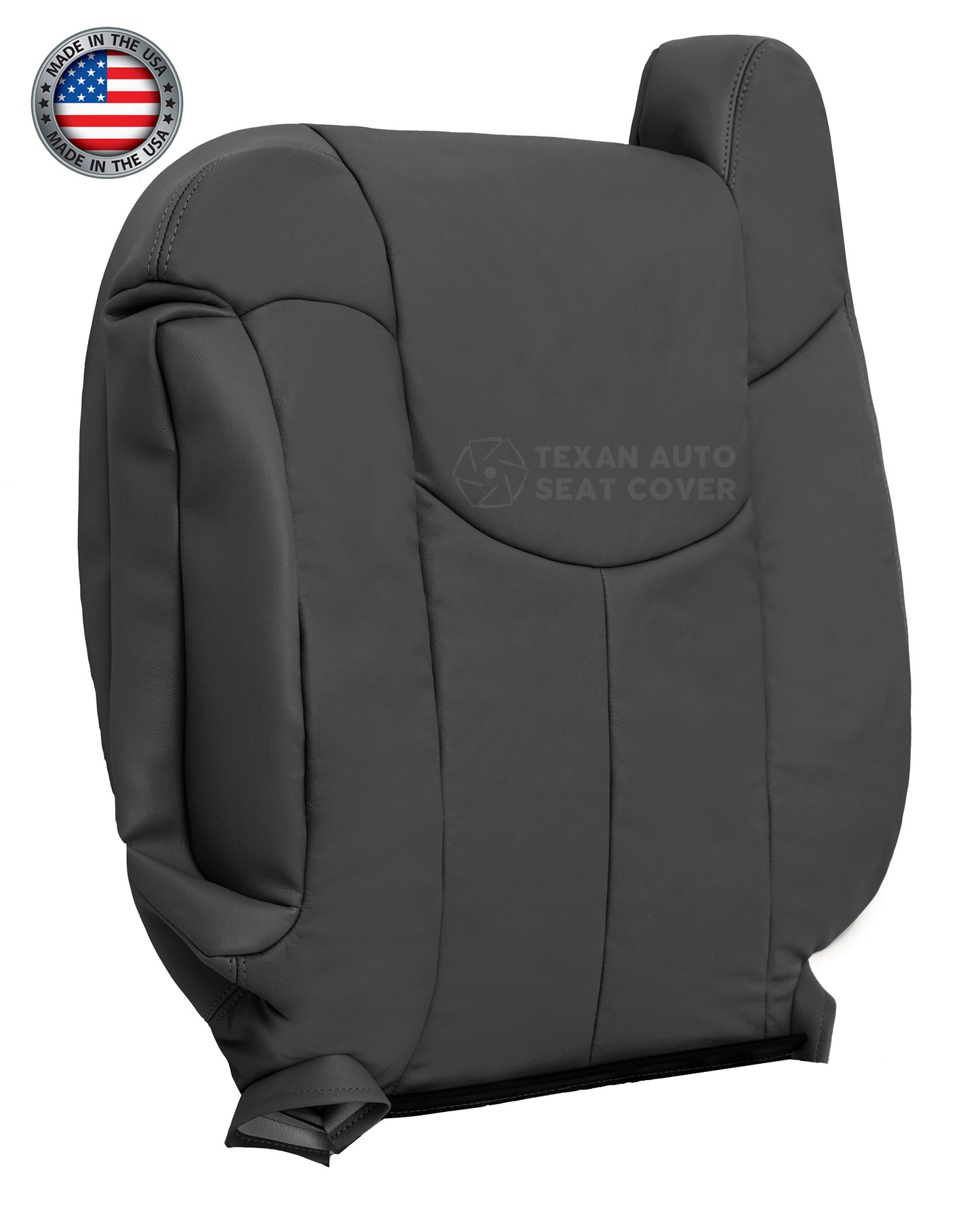Fits 2002 Chevy Avalanche 1500 2500 LT LS Z71 Z66 Driver Side Lean back Leather Replacement Seat Cover Dark Gray