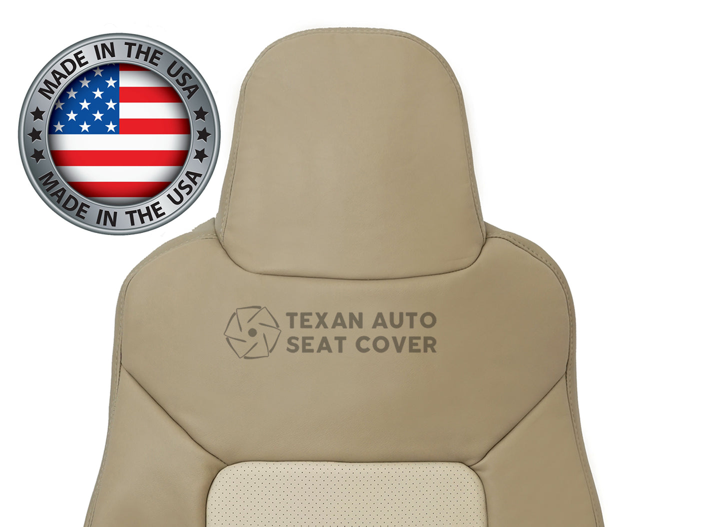 2003, 2004, 2005, 2006 Ford Expedition Eddie Bauer Passenger Lean Back Perforated Synthetic Leather Seat Cover 2 tone Tan