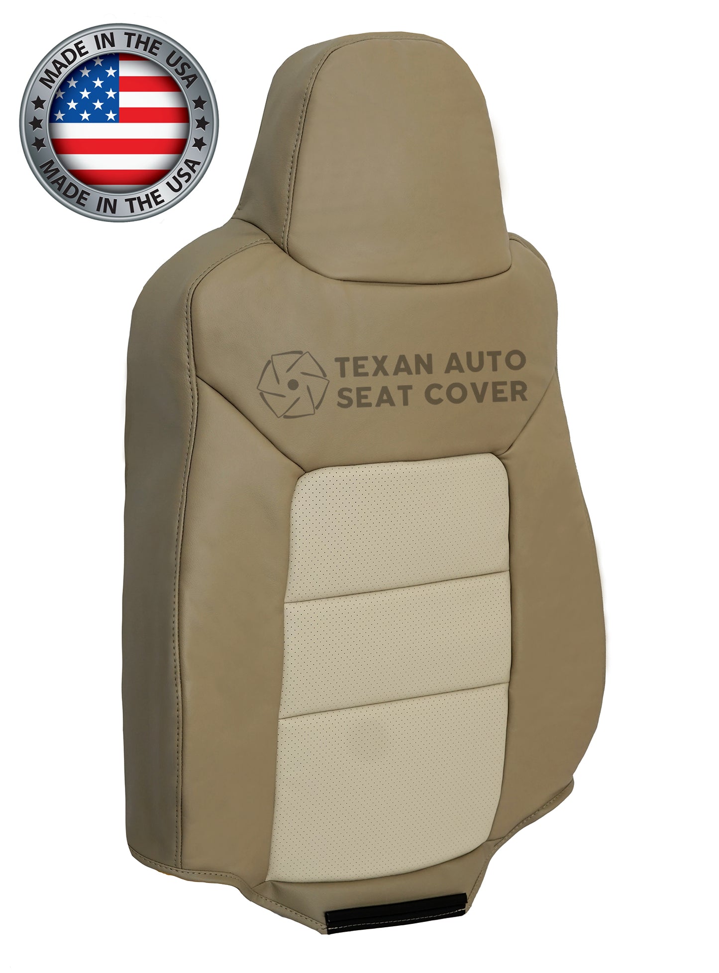 2003, 2004, 2005, 2006 Ford Expedition Eddie Bauer Passenger Lean Back Perforated Synthetic Leather Seat Cover 2 tone Tan