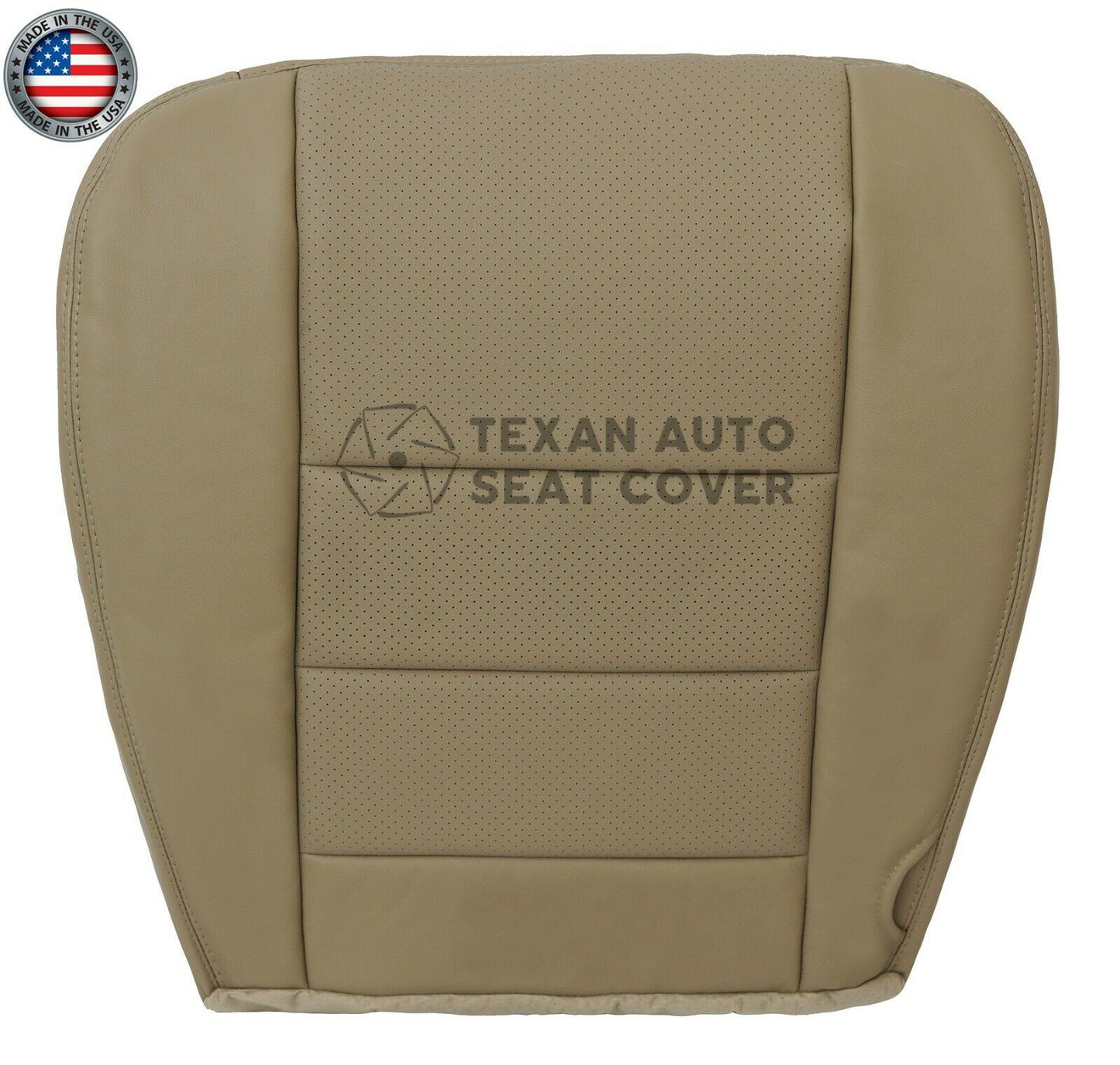2002, 2003 Ford F250 F350 F450 F550 Lariat XLT, Crew Cab  Driver Bottom Perforated Leather Replacement Seat Cover Tan