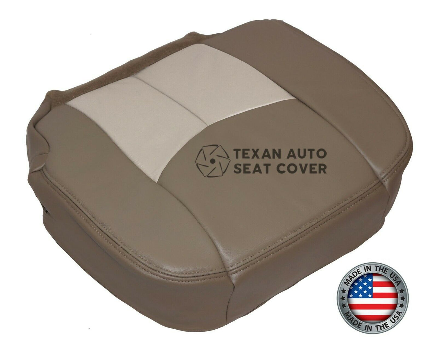 2003 to 2007 GMC Sierra Denali  Passenger Bottom Leather Replacement Seat Cover 2-Tone Tan