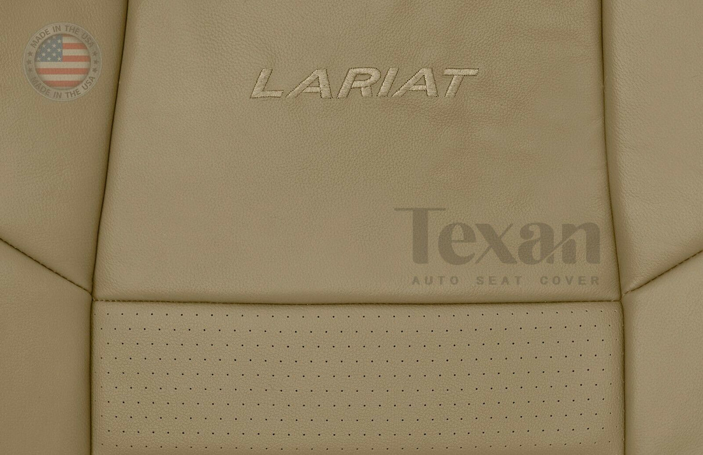 2002, 2003, 2004, 2005, 2006, 2007 Ford F250 F350 F450 F550 Lariat XLT, Crew Cab Leather Driver Side Lean Back perforated Replacement Cover Tan