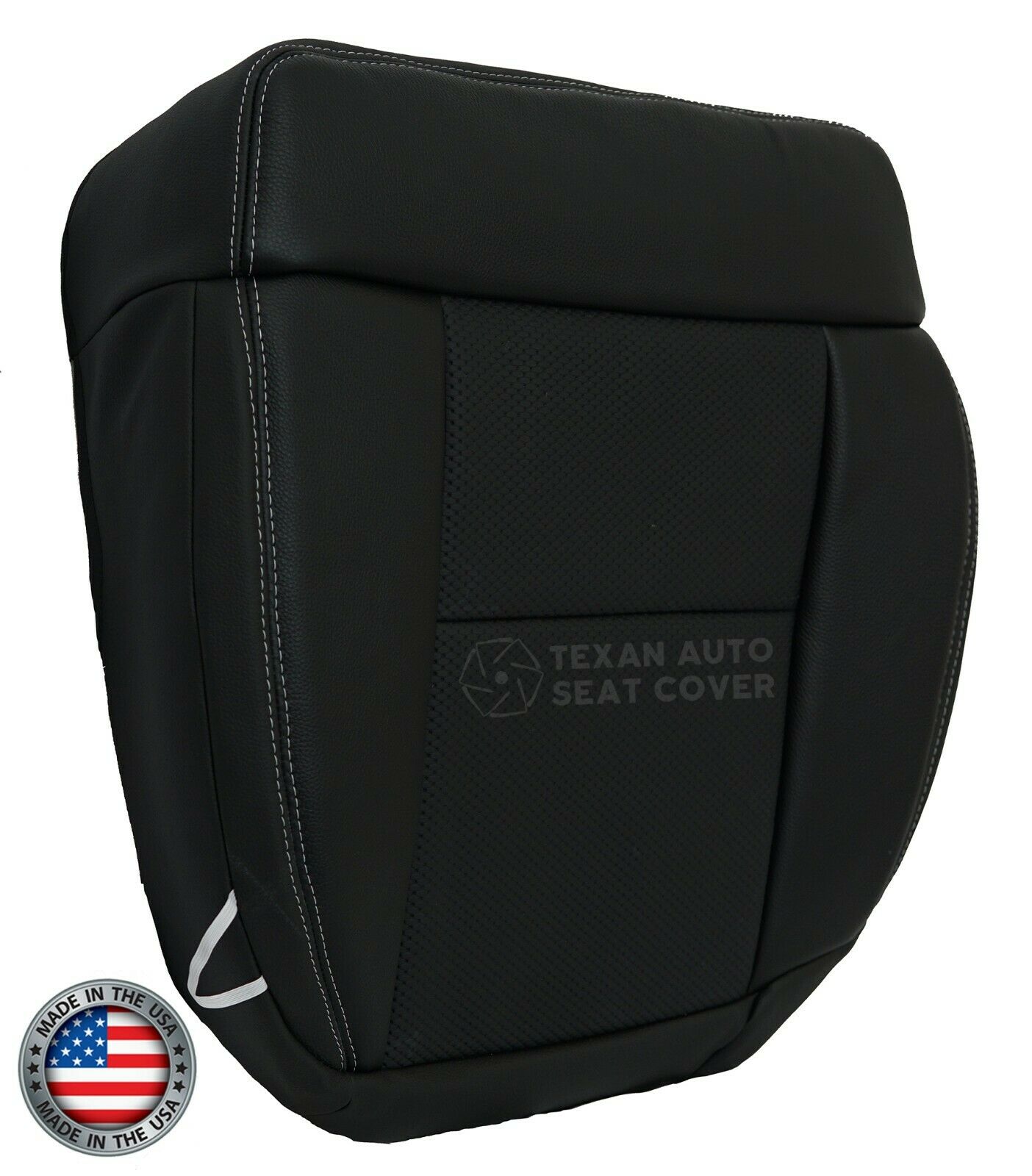 2005 to 2008 Ford F-150 Lariat Passenger Side Bottom  Leather with Inserts Replacement Seat Cover Black