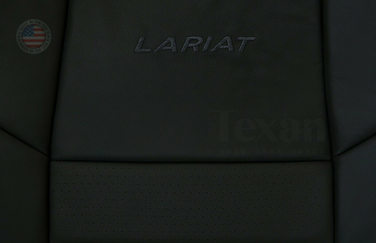 2002, 2003, 2004, 2005, 2006, 2007 Ford F250 F350 F450 F550 Lariat XLT Sport   Driver Side Lean Back perforated Synthetic Leather Replacement Seat Cover Black