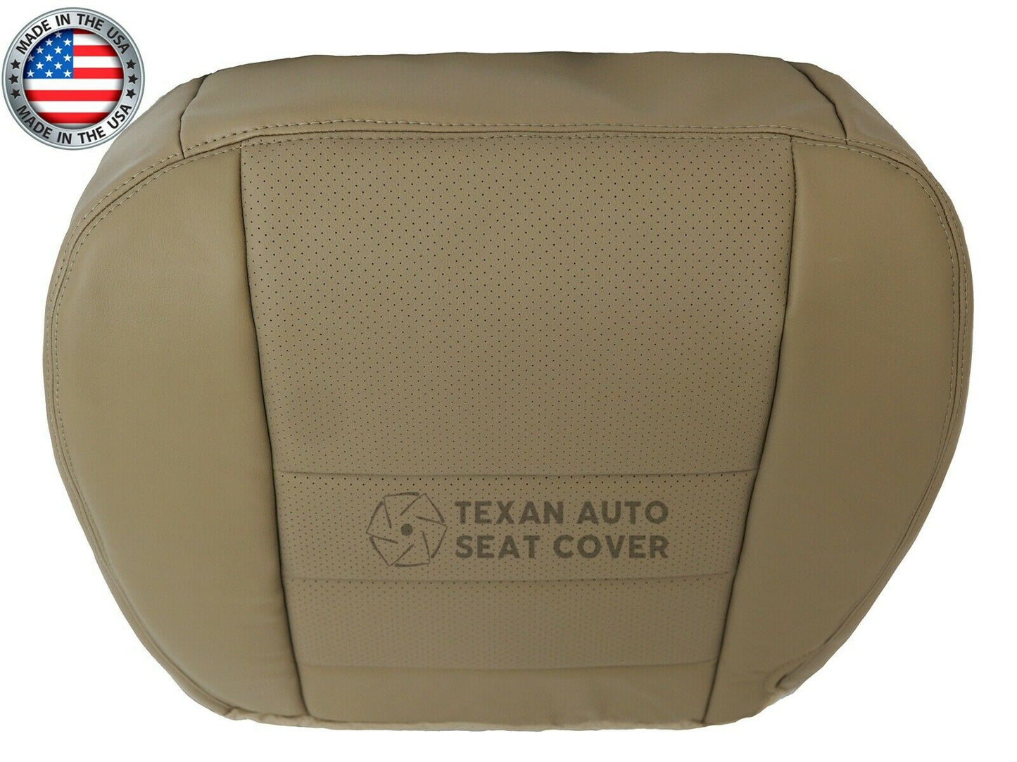 2002, 2003 Ford F250 F350 F450 F550 Lariat XLT, Crew Cab  Passenger Bottom Perforated Leather Replacement  Seat Cover Tan