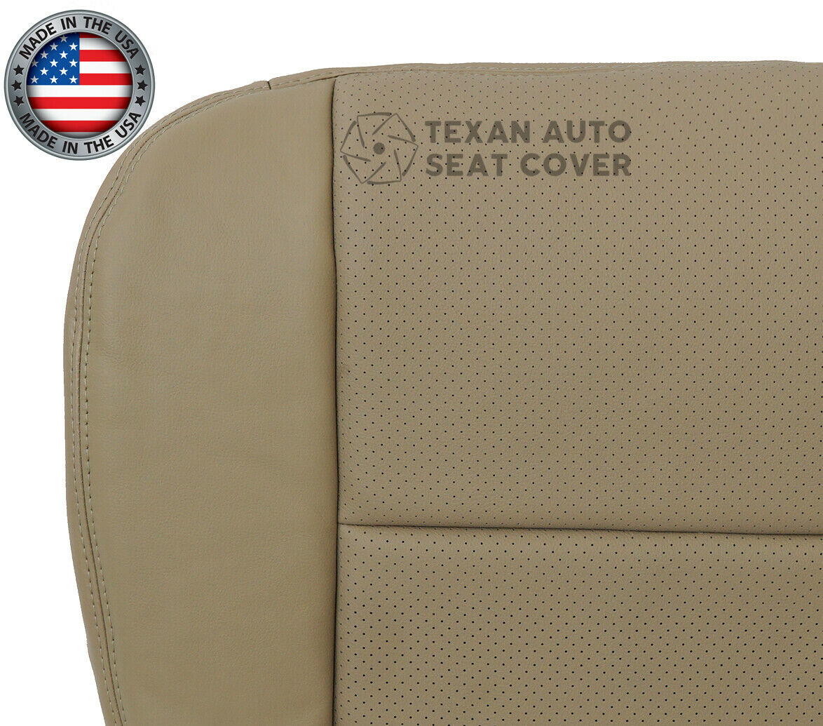 2002, 2003 Ford F250 F350 F450 F550 Lariat XLT, Crew Cab  Driver Bottom Perforated Leather Replacement Seat Cover Tan