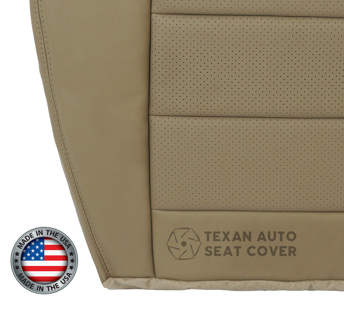 2002, 2003 Ford F250 F350 F450 F550 Lariat XLT, Crew Cab  Driver Bottom Perforated Leather Replacement Seat Cover Tan