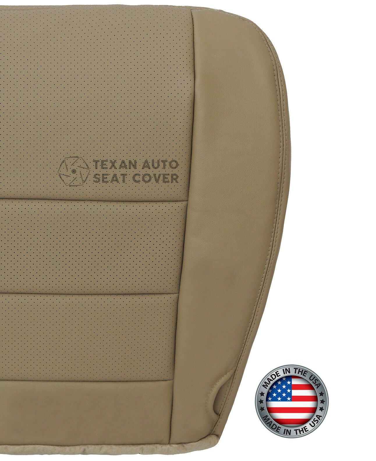 2002, 2003 Ford F250 F350 F450 F550 Lariat XLT, Crew Cab  Driver Bottom Perforated  Synthetic Leather Replacement  Seat Cover Tan