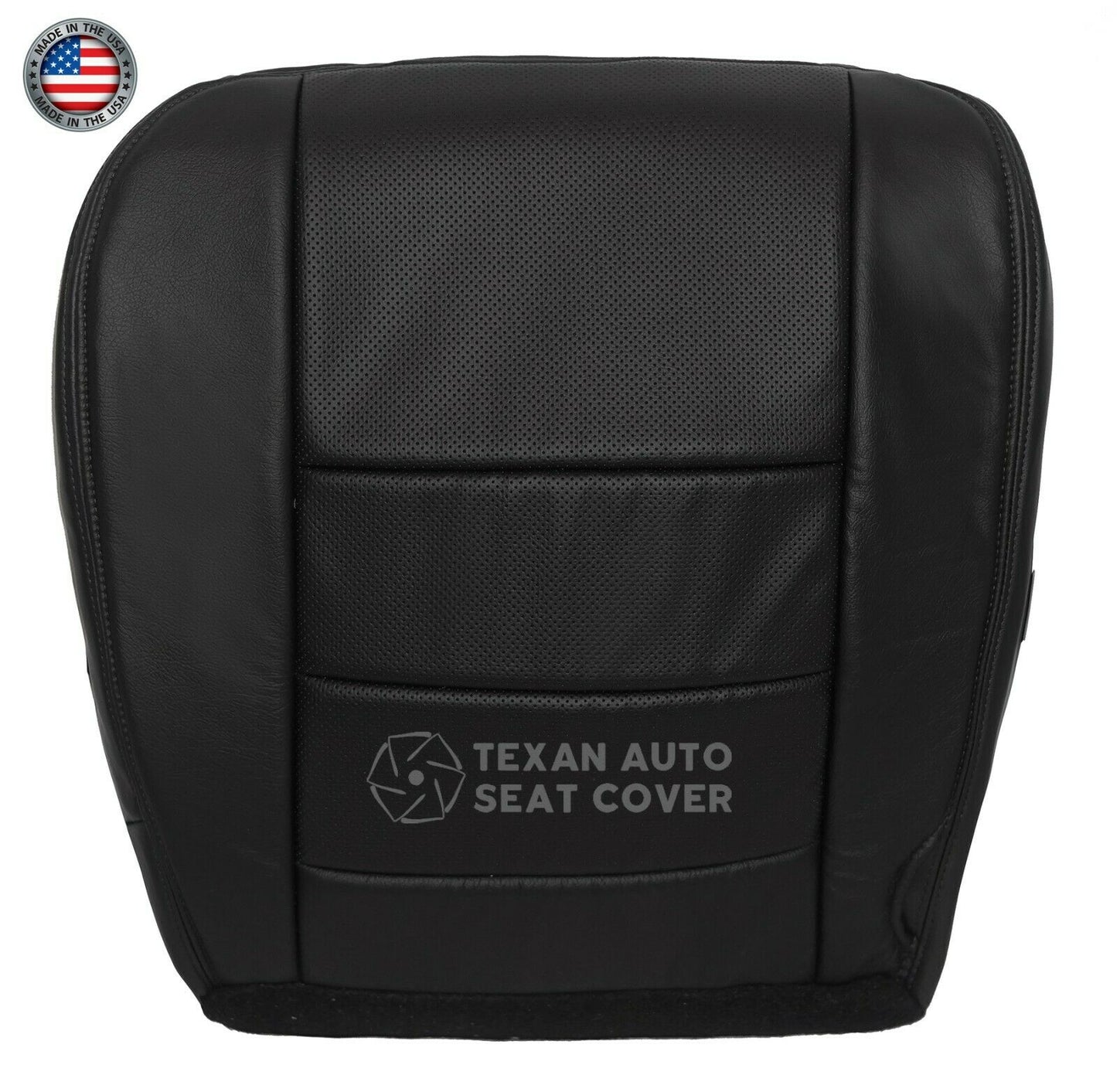2002,  2003, 2004, 2005, 2006, 2007  Ford F250 F350 F450 F550 Lariat XLT Sport  Driver Bottom Perforated Synthetic Leather Replacement  Seat Cover Black