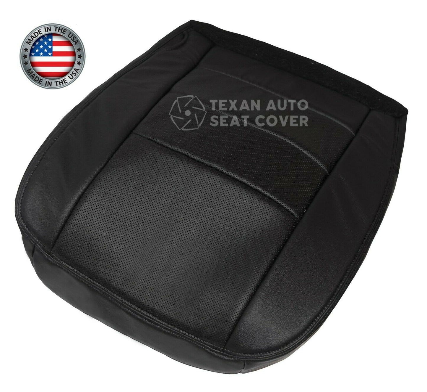 2002,  2003, 2004, 2005, 2006, 2007  Ford F250 F350 F450 F550 Lariat XLT Sport  Driver Bottom Perforated Synthetic Leather Replacement  Seat Cover Black