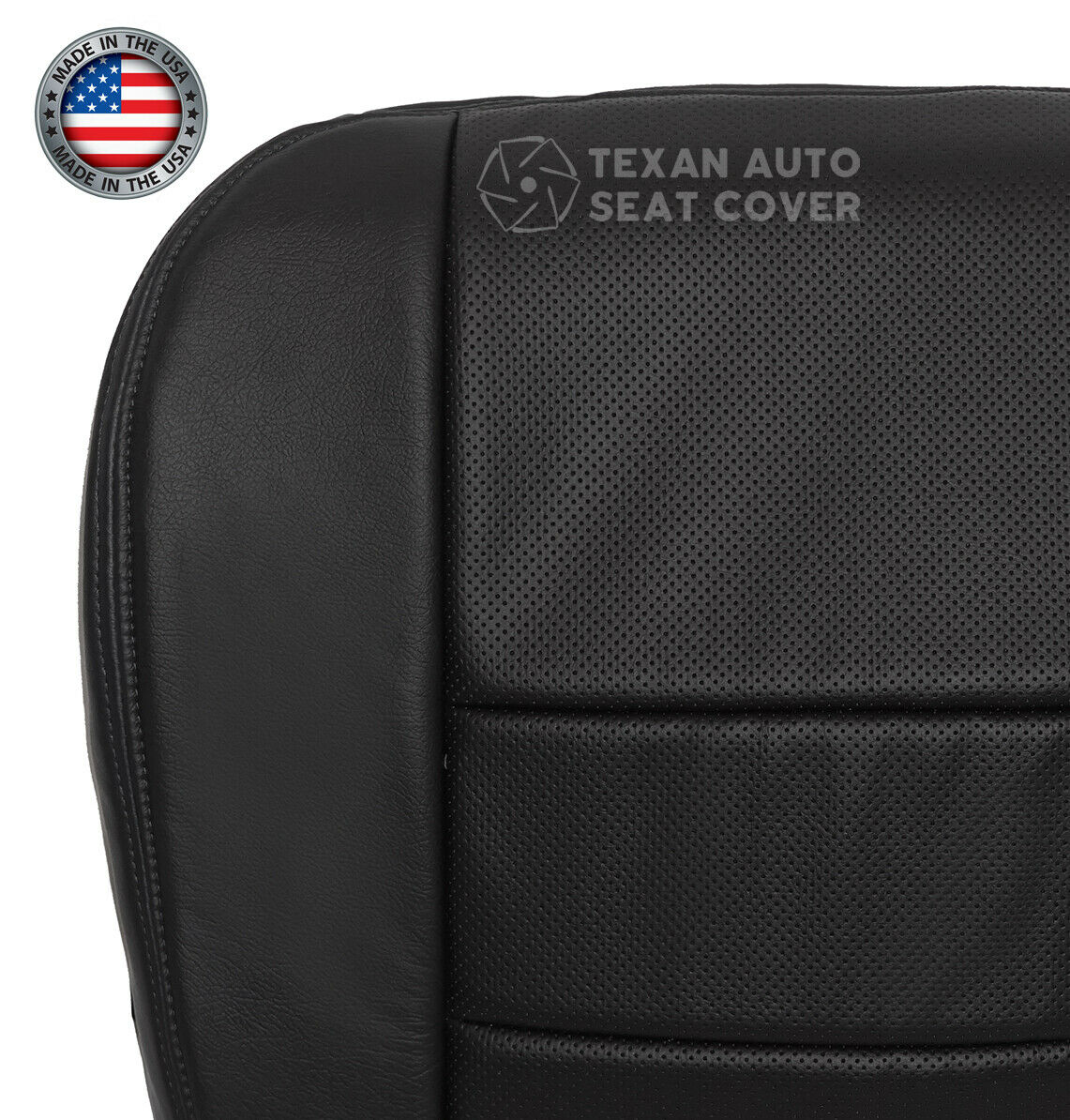 2002,  2003, 2004, 2005, 2006, 2007  Ford F250 F350 F450 F550 Lariat XLT Sport Driver Bottom Perforated Leather Replacement  Seat Cover Black