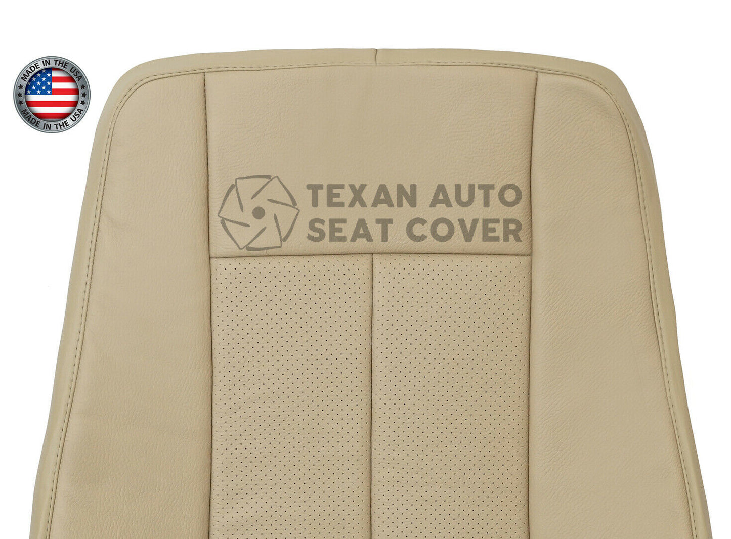 2007 to 2014 Ford Expedition Driver Side Lean Back Perforated Leather Replacement Seat Cover Camel "Tan"