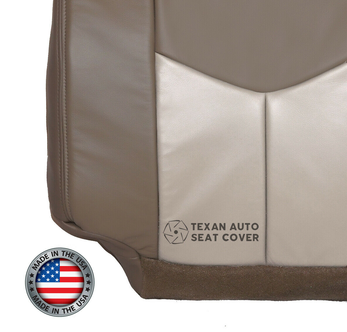 2003 to 2007 GMC Sierra Denali  Driver Bottom Leather Replacement Seat Cover 2-Tone Tan