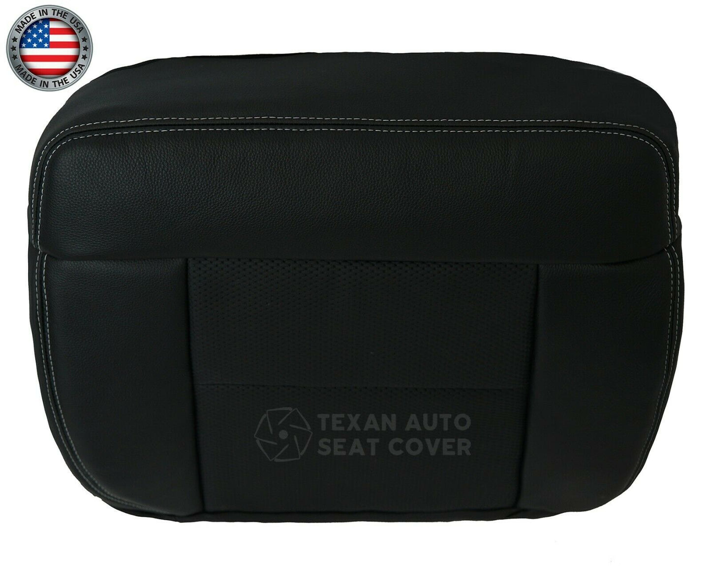 2005 to 2008 Ford F-150 Lariat Passenger Side Bottom  Leather with Inserts Replacement Seat Cover Black