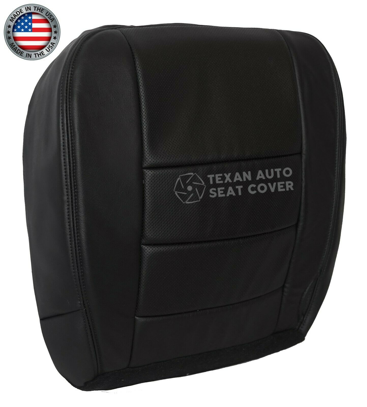 2002,  2003, 2004, 2005, 2006, 2007  Ford F250 F350 F450 F550 Lariat XLT Sport Driver Bottom Perforated Leather Replacement  Seat Cover Black