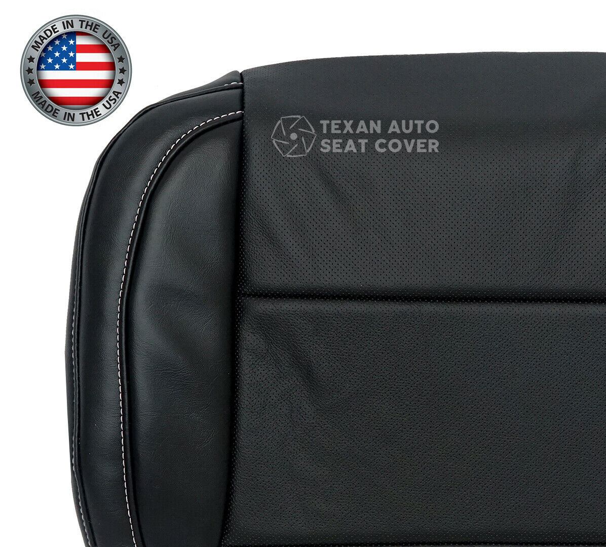 2015 to 2020 Chevy Tahoe/Suburban LTZ Driver Side Bottom Perforated Synthetic Leather Replacement Seat Cover Black