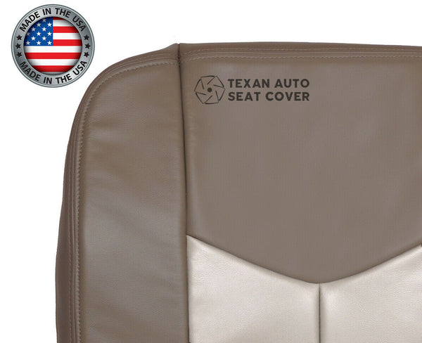 2003 to 2007 GMC Sierra Denali  Passenger Bottom Leather Replacement Seat Cover 2-Tone Tan
