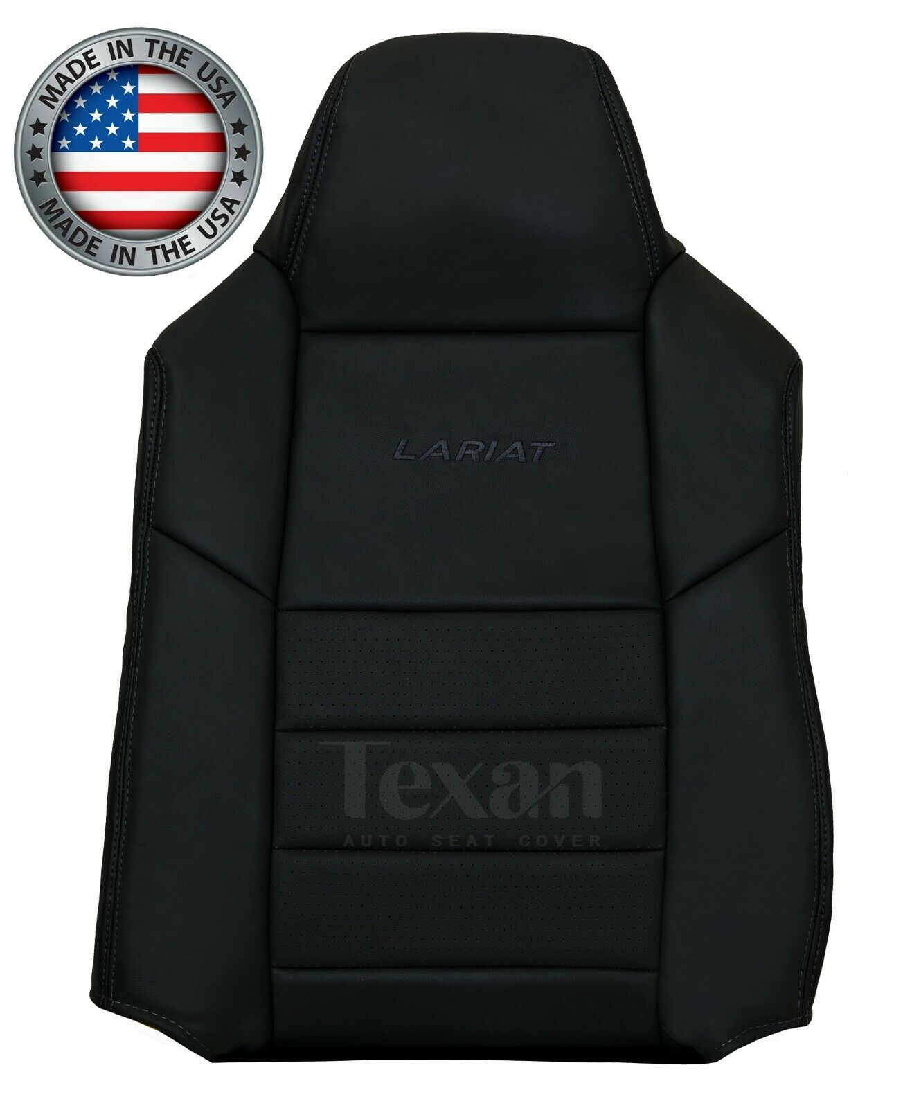 2002, 2003, 2004, 2005, 2006, 2007 Ford F250 F350 F450 F550 Lariat XLT Sport  Driver Side Lean Back perforated Synthetic Leather Replacement Cover Black