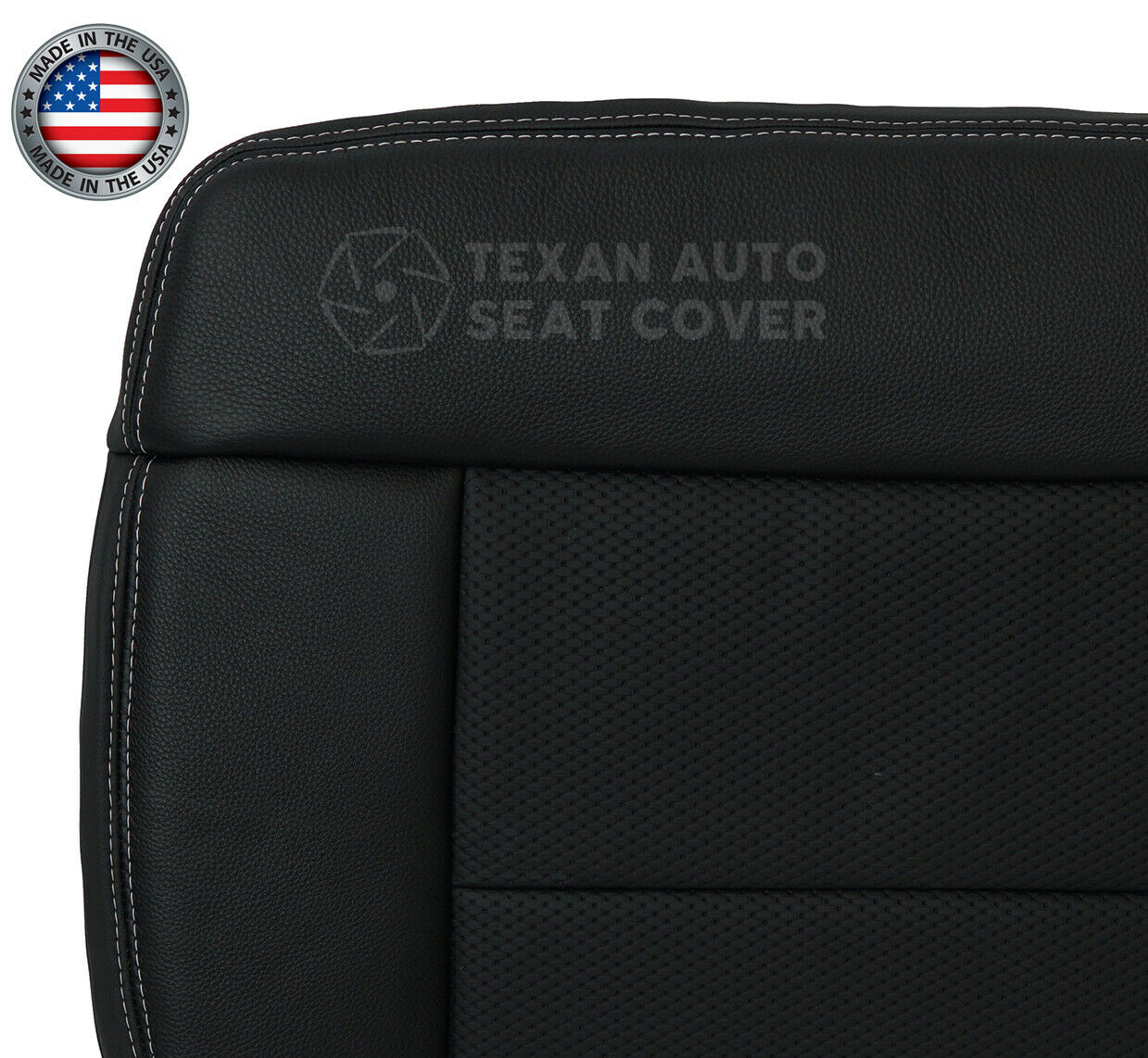 2005 to 2008 Ford F-150 Lariat Passenger Side Bottom  Leather with Inserts Replacement Seat Cover Black