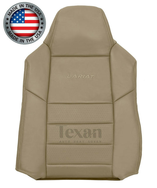 2002, 2003, 2004, 2005, 2006, 2007 Ford F250 F350 F450 F550 Lariat XLT, Crew Cab  Synthetic Leather Driver Side Lean Back perforated Replacement Seat Cover Tan