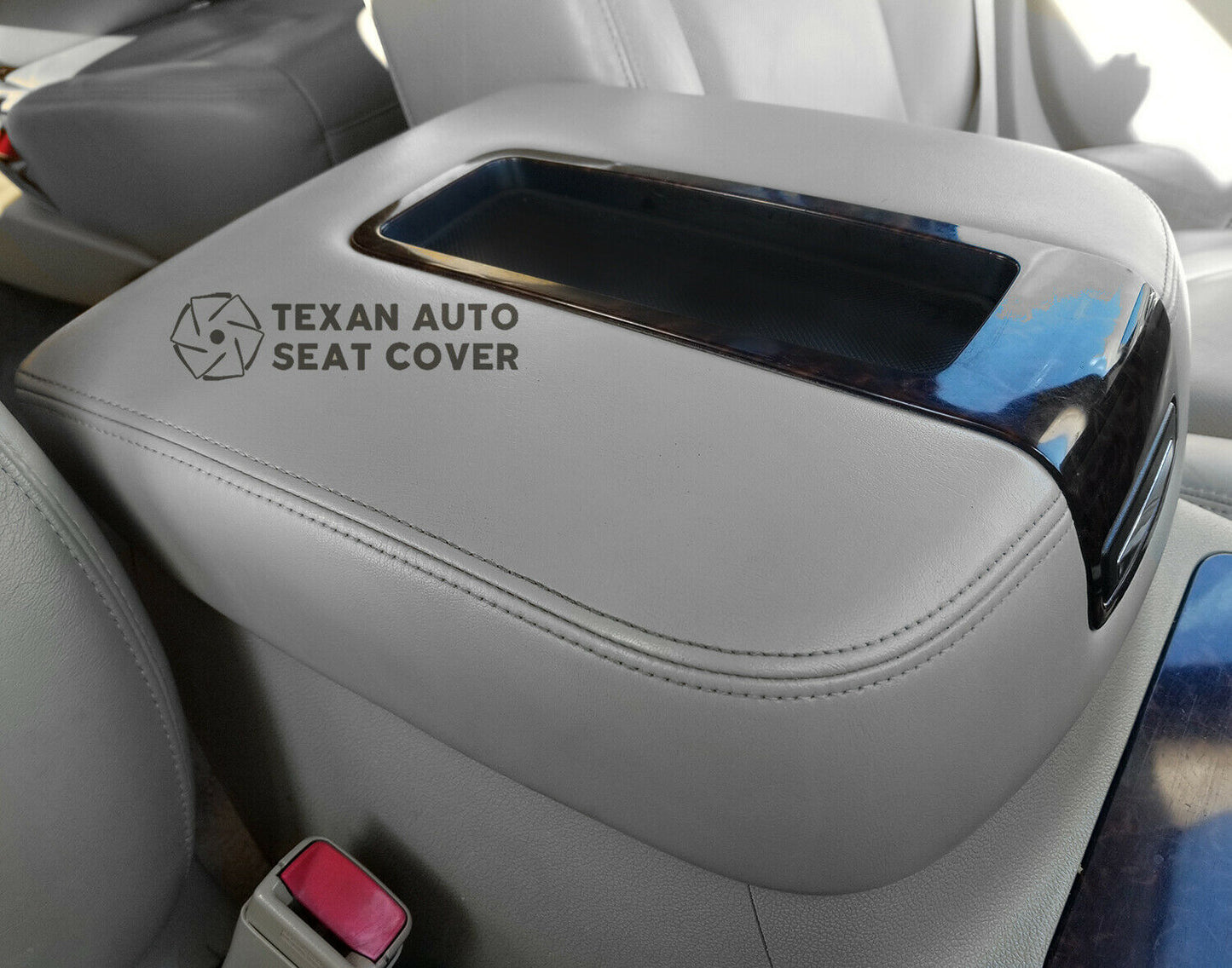 2007 to 2014 GMC Sierra Center Console Synthetic Leather Replacement Cover Gray